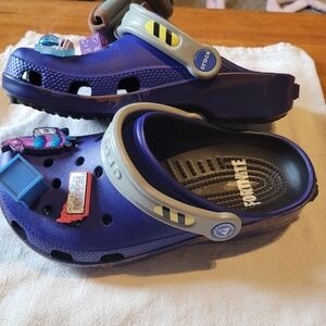 CROCS Blue and Gray Sandals with Adjustable Heel Strap